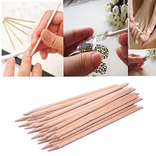 Oyedens Nail Art Orange Wood Stick Cuticle Pusher Remover Pedicure Manicure Care Tool 11cm (20PCS)