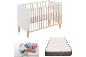 COOL · DREAMS Cuna colecho 120x60 Umami con colchon Morfeo, Kit colecho para unirla a la Cama con Seguridad y 4 Ruedas. con normativa Europea y Pintura al Agua sin tóxicos CoolDreams