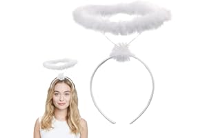 LUYANFX Diadema Angel Blanco Corona Angel Diadema Angel Niña Halo Angel Blanco Diadema Angel Niño Accesorios Disfraz para Carnavales Fiestas Temáticas, Bodas, Cosplay