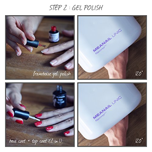 ☆ MEANAIL PARIS – DELUXE Nagelstudio-Set ☆ Für professionelle semipermanente Maniküre & Pediküre 100% DIY zuhause – Komplettset mit 30-teiligem Zubehör – UV Nageltrockner 36W für sämtliche GELE & GEL-LACKE – French Manicure, Farblack & Nail Art (Strasssteine und Sticker) - 6