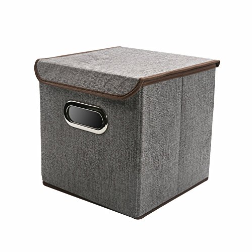 COKOSIM Faltboxen Aufbewahrungsbox Faltbar mit Deckel mit Öffnung 25 x 25 x 25cm (Grau)