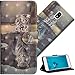 Produktbild COTDINFOR Galaxy J3 2018 Hülle für Geschenk Lederhülle 3D-Effekt Kartenfächer Schutzhülle Protective Handy Tasche Schale Standfunktion Etui für Samsung J3 2018 Cat Tiger YX.