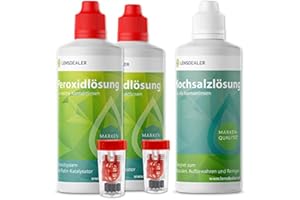 ‎LENSDEALER KONTAKTLINSEN ZUM DEALPREIS LensDealer Peroxidlösung Multipack 2x 360ml + 1x 360ml Kochsalzlösung + Behälter, Pflegemittel für weiche Kontaktlinsen Kontaktlinsenflüssigkeit…