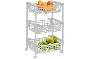 Artex art. 13.15.03 Carrello in Plastica 3 cestini con ruote piroettanti, misure 40x30x65h cm