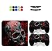Produktbild Skin for PS4 Pro, Chickwin Skin Design Folie Aufkleber Sticker schützende Haut Schale für Sony Playstation 4 Pro Konsole und 2 Dualshock Controller+ 10 pc Silikon Thumb Grips + 2pc zufällig Light Bar (Schädel Rot)