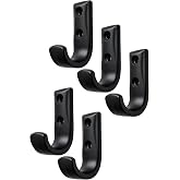 Metal Duvar Askısı, J Tipi, 5x3x1.8 cm, Montaj Vidaları Dahil, 5 Adet, Renk Se&ccedil;enekleri (Siyah)