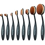 EmaxDesign Oval Makeup Brush Set, 8pcs Professional Foundation Concealer Blending Blush Liquid Powder Cream Cosmetics Brushes, Toothbrush Curve Makeup Tools For Face and Eyes.