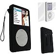 for iPod Classic Case, Silicone Skin Case Cover for Apple iPod Classic 6th 7th 80GB, 120GB Thin 160GB and iPod Video 5th 30gb + Screen Protector & Lanyard-10.5mm Thickness Thin Version(Black)