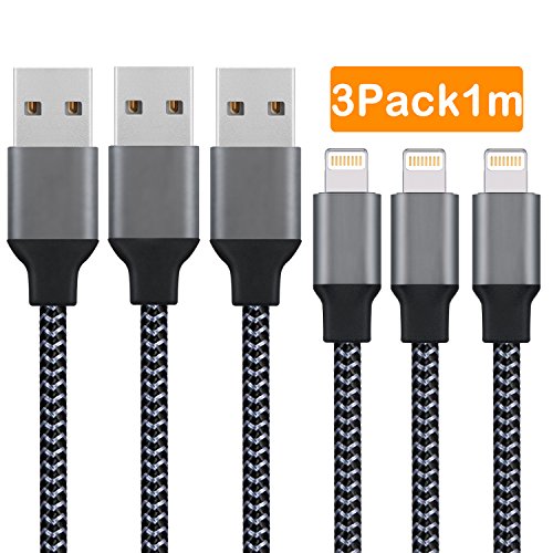 C  ble iPhone C  ble Lightning Chargeur iphone -  3 pack 1M  SUNDIX C  ble iphone vers USB Chargeur 8 broches avec Connecteur Ultra R  sistant en Alum