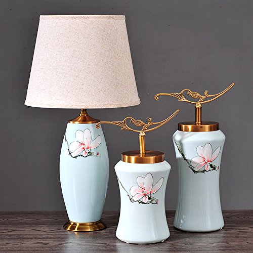 Preisvergleich Produktbild PinWei_ Kontinentale heimische Wohnzimmer dreiteilige Keramik Klasse Deko Tischleuchte,Drei Stück ohne Blumen