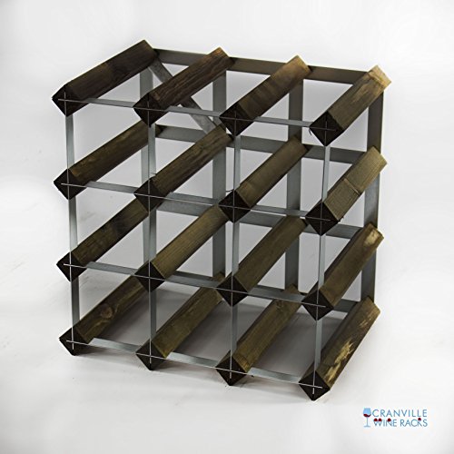 Klassische 12 Flaschen Eiche dunkel gebeiztem Holz und verzinktem Metall Weinregal Selbst Assembley - 2