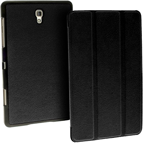 igadgitz Schwarz PU Ledertasche Hülle Smart Cover für Samsung Galaxy Tab S 8.4″ SM-T700 mit Multi-Winkel Betrachtungs + Auto Sleep/Wake + Displayschutzfolie - 2