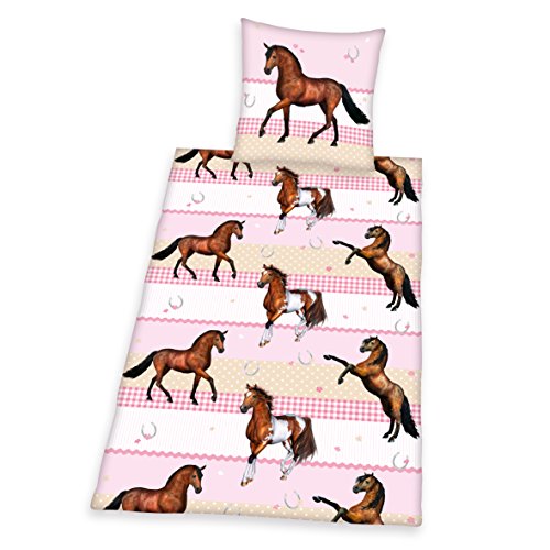 Herding 445736050 Bettwäsche Young Collection Pferde, Kopfkissenbezug: 80 x 80 cm und Bettbezug: 135 x 200 cm, 100 % Baumwolle, Renforce