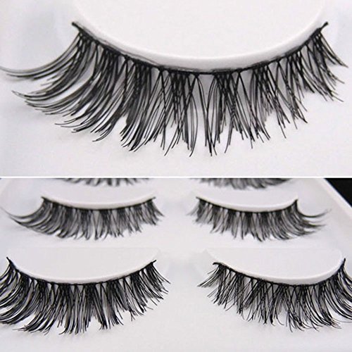 Bluelans® 5 Paar Schwarz Quer Lange Künstliche Falsche Wimpern Weiche Eyelashes Wimpernverlängerung Party Make-up - 3