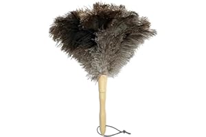 KRIEG Plumero de Plumas de Avestruz, 29 cm Plumero Atrapapolvo, con Mango de Madera Plumero Antiestático, para el Polvo Mas Vendido, Adecuado para Habitaciones, Rincones, Estanterías