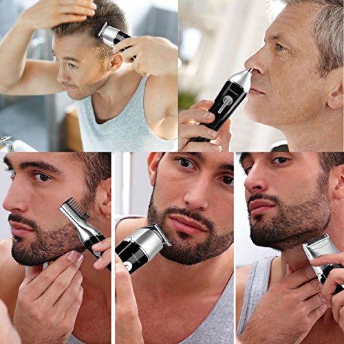 Sminiker 5 in 1 Haarschneide Set Gesicht+Körper+Haar, 8 Aufsätze, Herren Grooming Kit Haarschneider Bartschneider Dual Rasierer Haarschneidemaschine, Körpertrimmer, Barttrimmer, Haarschneider, Langhaarschneider, Haartrimmer, Bodygroomer Wiederaufladbar - 7