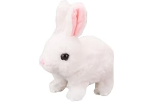 Milygobam My Realistic Bunny, Easter Bunny Toy, Cute Rabbit Stuffed Animals with Hopping and Wiggling Ears,Electronic Rabbit Plush Toy for Easter Gift