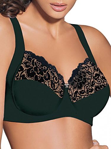 Classic Lady PA0185 Wireless Lace Bra for Women with Side Support Cotton Lined C Cups and Wide Shoulder straps by Lady Bella Lingerie