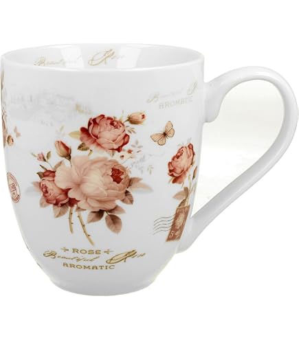 DUO FLORAL XXL Becher 1000 Ml – Aus New Bone China Porzellan, Mit Frühlingsrosen-Design