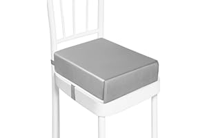 MATIVE Toddler Booster Seat for Dining Table, PU Waterproof Strong Support Portable Booster Chair for Toddlers Eating, Easy Cleaning Booster Seat Cushion Detachable with Fix Straps (Grey)