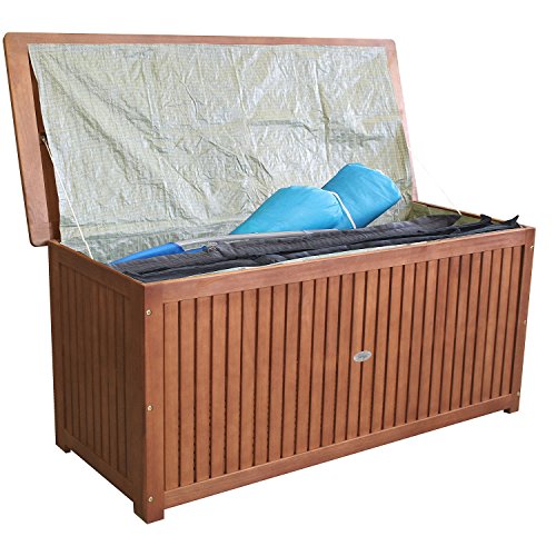 Hartholz Auflagenbox Kissenbox Gartenbox Auflagentruhe Akazie Wohaga® geölt inkl. Innenfolie 133x58x55cm - 2