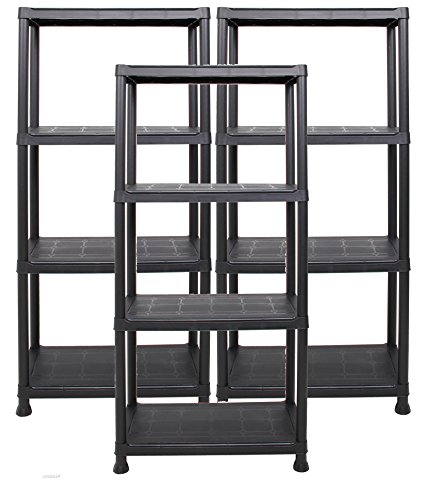 3x Ondis24 Regal Lagerregal Steckregal Kunststoffregal Schwerlastregal 60 x 30 x 135 cm