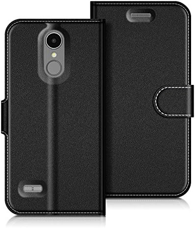 COODIO Phone Case For LG K8 2017, Magnetic Flip Leather Case For LG K8 2017 Wallet Case, Black
