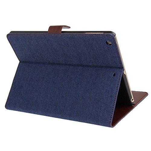 wkae Schutzhülle Fall Cover Denim Textur Leder Case mit Kreditkartenfächern & Halter & Sleep/Wake-Up Funktion für iPad Air (Farbe: Blau) - 3