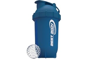 BESA5 Best Body Nutrition Innovador batidor de proteínas/proteínas ProteinMaster con bordes redondeados para una limpieza más fácil, azul, sin BPA, 500 ml