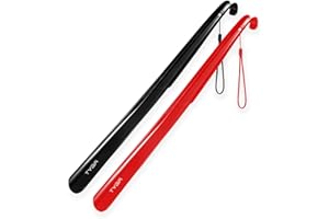 TYGA STORE Shoe Horn Extra Long Handled 23 inches, 58cm, Comfortable, Elongated Footwear Fitter (For Men & Women) (Black, 1, Red, 1)