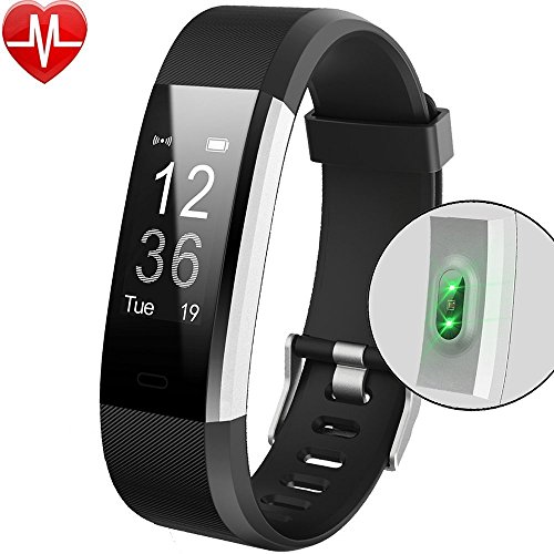 Pulsera Actividad Pulsera Inteligente con GPS, IP67 Impermeable Pulsera Móvil Monitor de Ritmo Cardíaco, Sueño, Control de Musica y Cámara, Reloj Inteligente para iOS y Android Negro