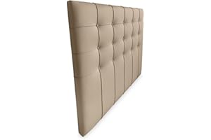 mattfy - Cabecero Berlin Acolchado, Tapizado Premium en Polipiel de Alta Gama, Medidas 160 x 120 cm (Cama de 150), Beige