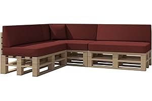 chilly pilley Palettenkissen Gartenkissen Wasserdicht Palettenauflage Palettenpolster Indoor Outdoor Waschbar Abnehmbar Sitzkissen Rückenkissen (8er Set, Dunkelrot)