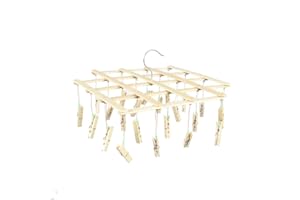 TentHome Mini Wäschespinne Holz Wäschetrockner Bambus Standtrockner Faltbar Trockengestell Socken Kleiderbügel Wäscheklammern Klein Wäscheständer (22 Klammern)