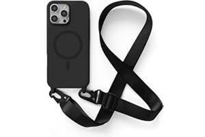 Zyweil Silikon Handykette für iPhone 16 Pro MAX, Magnetische Schutzhülle mit Band Halsband Lanyard (abnehmbar) Ganzkörperschutz Kratzfeste Stossfest Handyhülle Schwarz