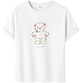 DAKSEL Unisex Pamuklu Oversize T-Shirt - Floral Bloom Wildly &Ccedil;i&ccedil;ekli Ayıcık Baskılı -%100 Pamuk Bisiklet Yaka Kısa Kollu Tiş&ouml;