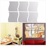 6pcs Silber Wellenmuster Dekor Kunst Abziehbild Spiegel Stil Wandaufkleber Kindzimmer - 9