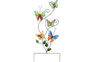 LARBER 83CM Farfalla Decorazione per Metallo Giardino, Farfalle Paletto Giardino in Metallo Decorazione per Cortile, Decorative Scultura da Giardino, Figurine Decorazione per Esterni Giardino Prato Patio