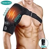 Réglable Epaulière Chauffante et Massage pour Femmes et Hommes, Coussin Chauffant d'épaule de Vibration Massage et Attelle Épaule à Bandage pour Articulation AC, Tendinite, Épaule Dislocation