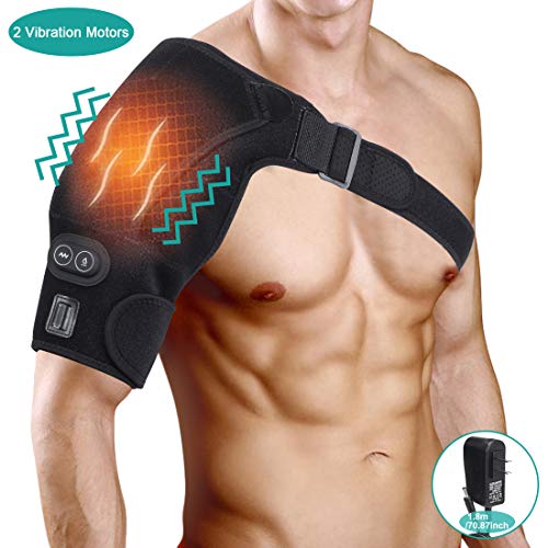 Réglable Epaulière Chauffante et Massage pour Femmes et Hommes, Coussin Chauffant d'épaule de Vibration Massage et Attelle Épaule à Bandage pour Articulation AC, Tendinite, Épaule Dislocation