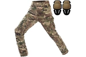 Czen Militär Hose, Herren Camouflage Cargo Hose mit Knie Pads, Schwarz, S-3XL