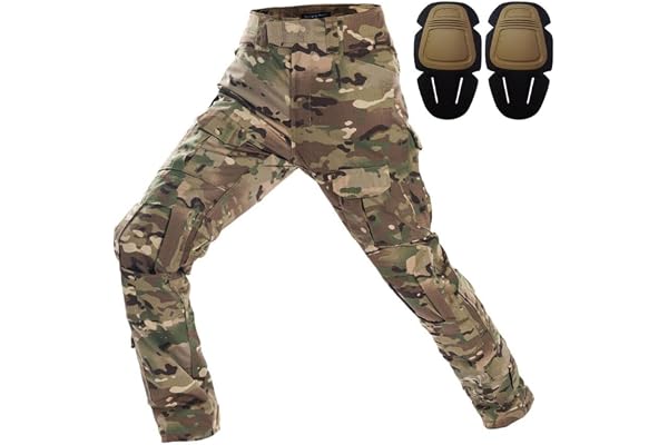 Czen Pantalones Militares Hombre Pantalones de Trabajo Cargo Militar de Combate Táctico Pantalones Bdu G3 Multi-Bolsillos Camuflaje Combat Pantalones con Rodilleras