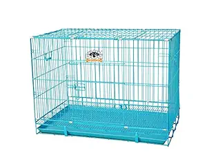BLACK DOG Double Door Cage with Removable Tray, Durable Folding House for Pets (Blue, 30 Inch Medium, L X W X H - 76 x 48 x 57 cm)