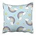 Produktbild Throw Pillow Covers Print Colorful Cloud Pastel Rainbow and Stars on Blue with Black Outline White Cute Retro Abstract Doodle 18 X 18 Inch Square Zipper Polyester Home Sofa Decorative Case