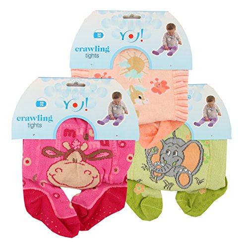 RA-25 Baby Crawling Tights ABS for Girls Set of 3 Multi-Coloured 6 - 9 Months