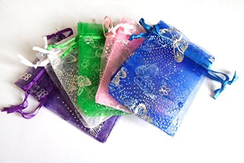 25 x Finest Quality organza bags 7x9cm Wedding Favour Party Gift bags, UK Seller (Butterfly print - Mix)