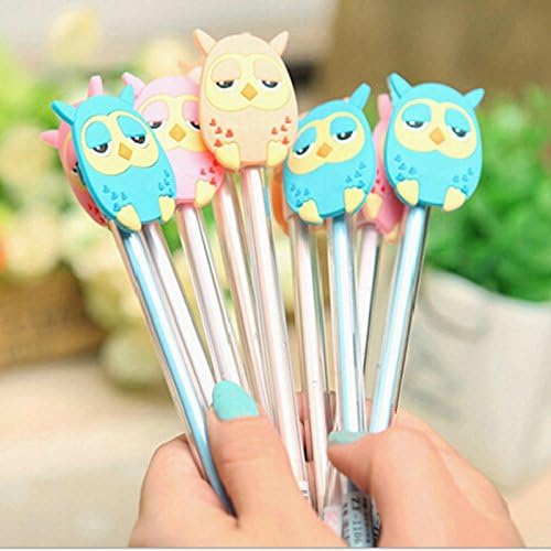 Frimate Land Sold in packs of 6 0.38 mm Cute Novelty Cartoon Silicone owl pattern Gel Pen Office School Supplies Students Children's Gift