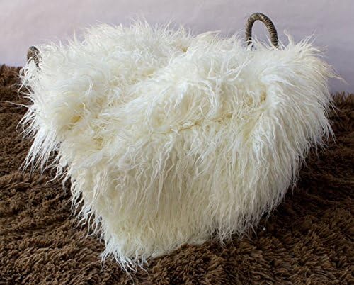 Bysn Baby Newborn Soft Faux Fur Photography Photo Faux Wool Basket Prop Stuffer Blanket White