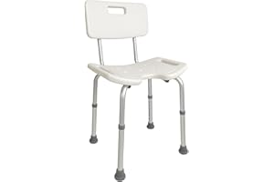 Mobiclinic, Silla de baño, Marisma, Taburete Ducha, Marca española, Asiento en u, Ortopédica, Altura Regulable, con Respaldo, Conteras Antideslizantes, para Personas Mayores, Movilidad Reducida