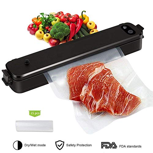 Preisvergleich Produktbild XIANGHUi Vakuumiergerät, Mini Vakuumierer 90W Kompaktes Automatisches Folienschweißgerät Vakuumversiegel ohne Konservierungsstoffe für Brüchige Lebensmittel inkl. 15 Gratis Profi-Folienbeutel